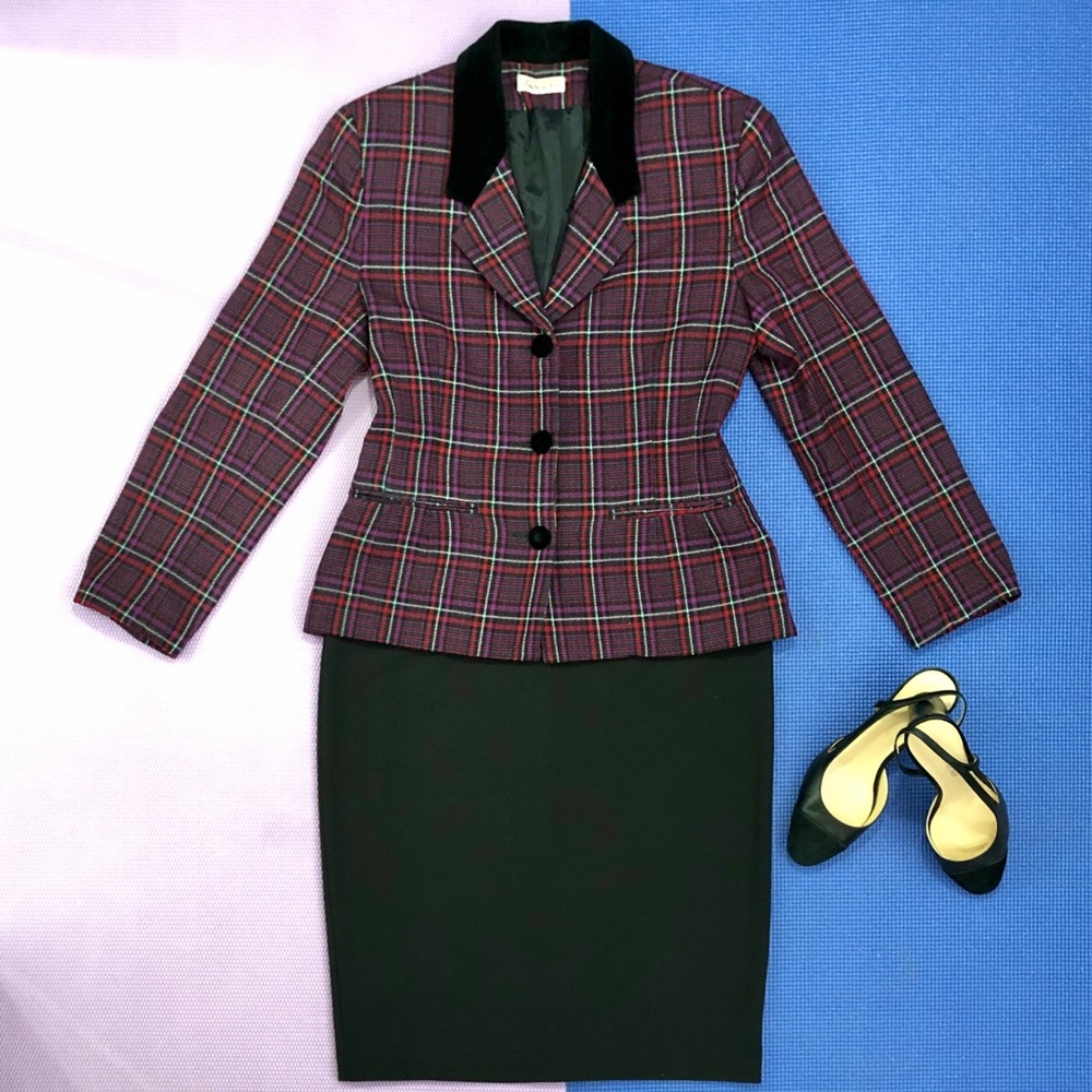 Three-Button Plaid Blazer